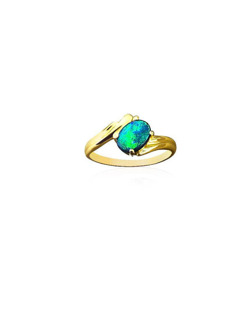 14kt Yellow Gold Black Opal ring - Masterpiece Jewellery Opal & Gems Sydney Australia | Online Shop