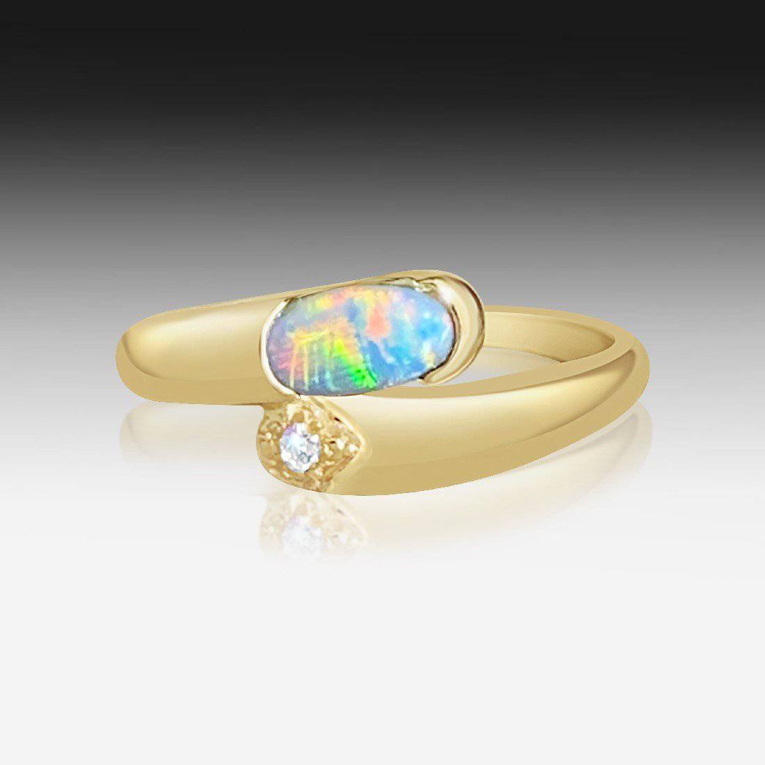 14kt Yellow Gold Black Opal ring - Masterpiece Jewellery Opal & Gems Sydney Australia | Online Shop