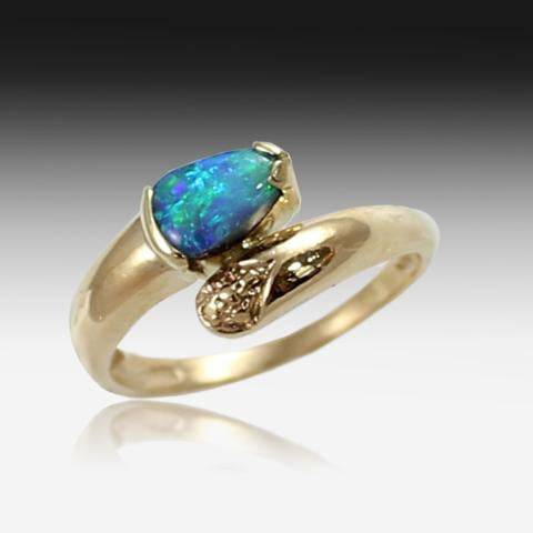14kt Yellow Gold Black Opal ring - Masterpiece Jewellery Opal & Gems Sydney Australia | Online Shop