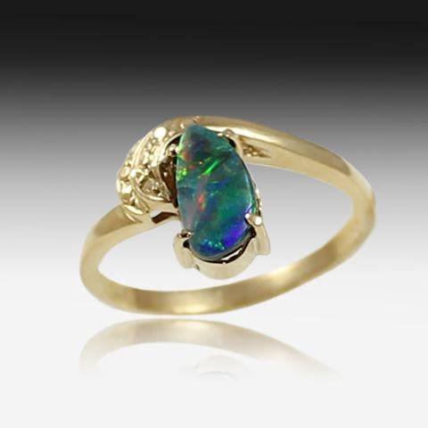 14KT YELLOW GOLD BLACK OPAL RING - Masterpiece Jewellery Opal & Gems Sydney Australia | Online Shop