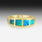 14kt Yellow Gold graduating Opal band - Masterpiece Jewellery Opal & Gems Sydney Australia | Online Shop