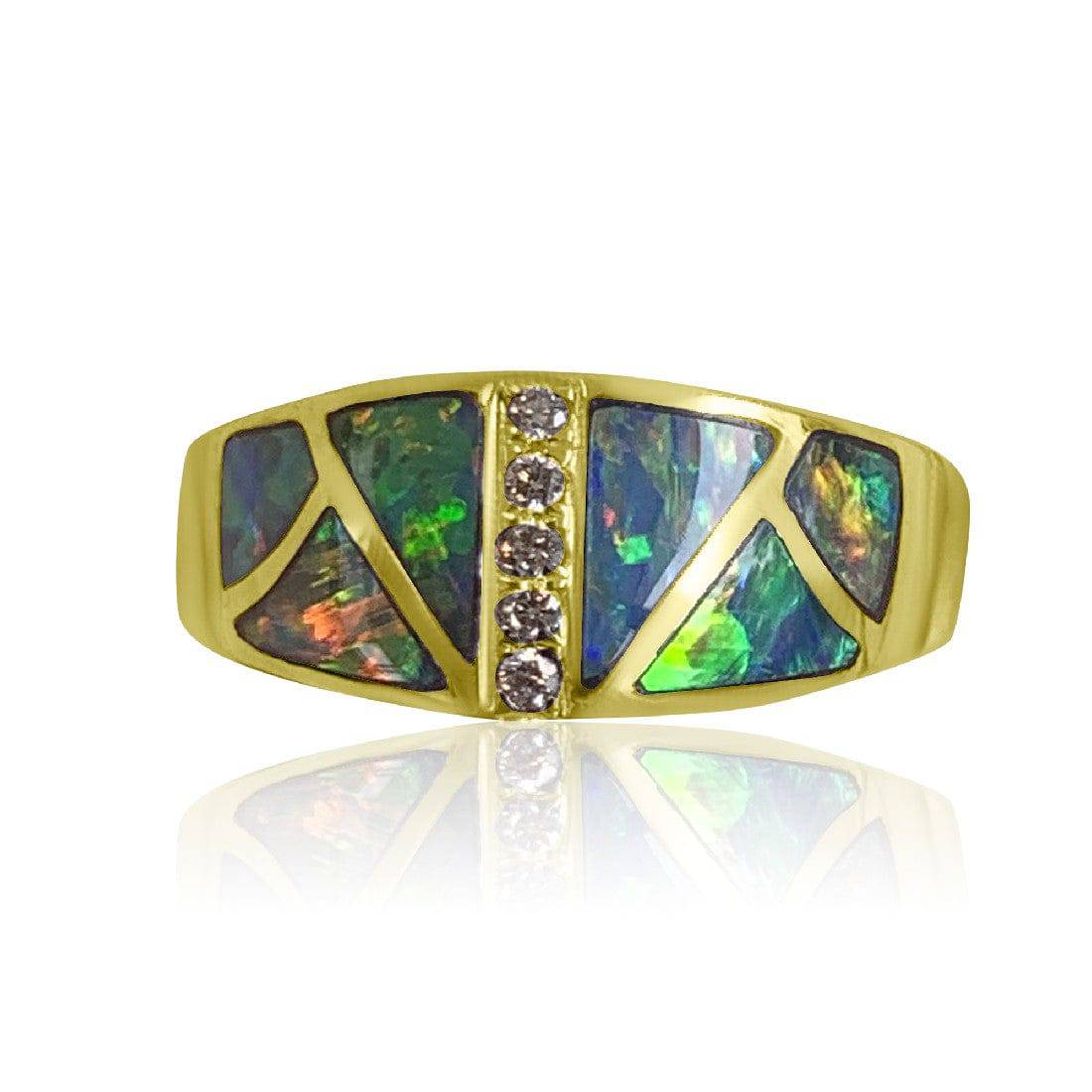 14kt Yellow Gold Opal and Diamond ring - Masterpiece Jewellery Opal & Gems Sydney Australia | Online Shop