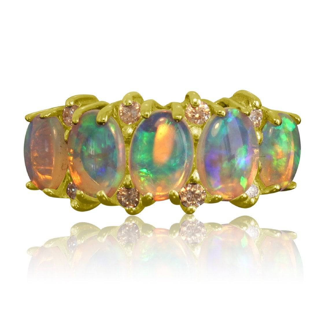 14kt Yellow Gold Opal and Diamond ring - Masterpiece Jewellery Opal & Gems Sydney Australia | Online Shop