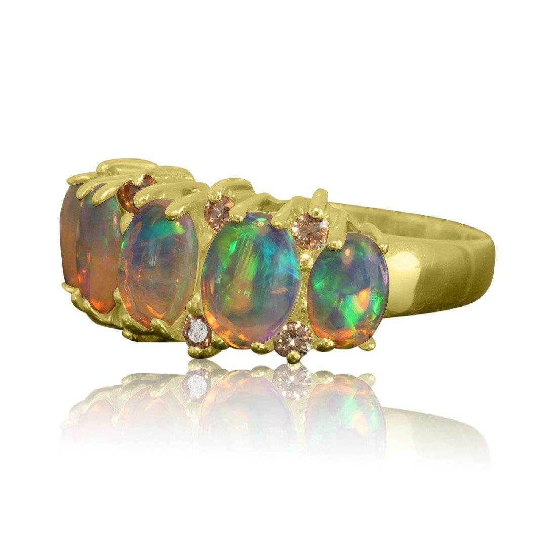 14kt Yellow Gold Opal and Diamond ring - Masterpiece Jewellery Opal & Gems Sydney Australia | Online Shop