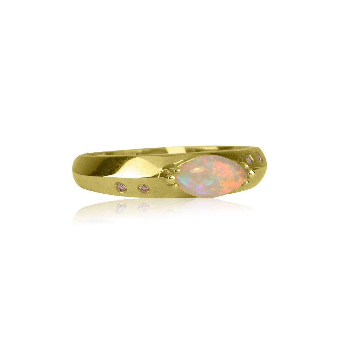 14kt Yellow Gold Opal and diamond ring - Masterpiece Jewellery Opal & Gems Sydney Australia | Online Shop