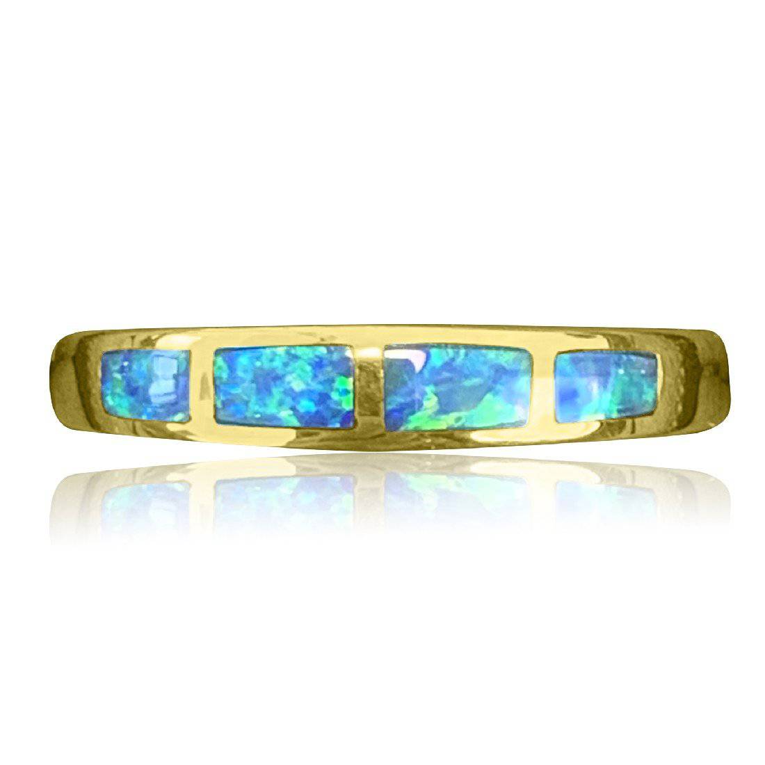 14kt Yellow Gold Opal inlay bands - Masterpiece Jewellery Opal & Gems Sydney Australia | Online Shop