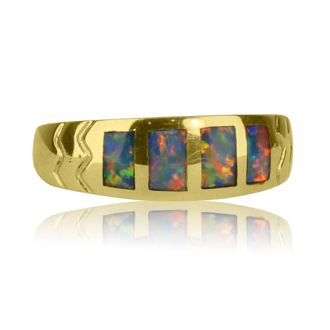 14kt Yellow Gold Opal inlay ring - Masterpiece Jewellery Opal & Gems Sydney Australia | Online Shop