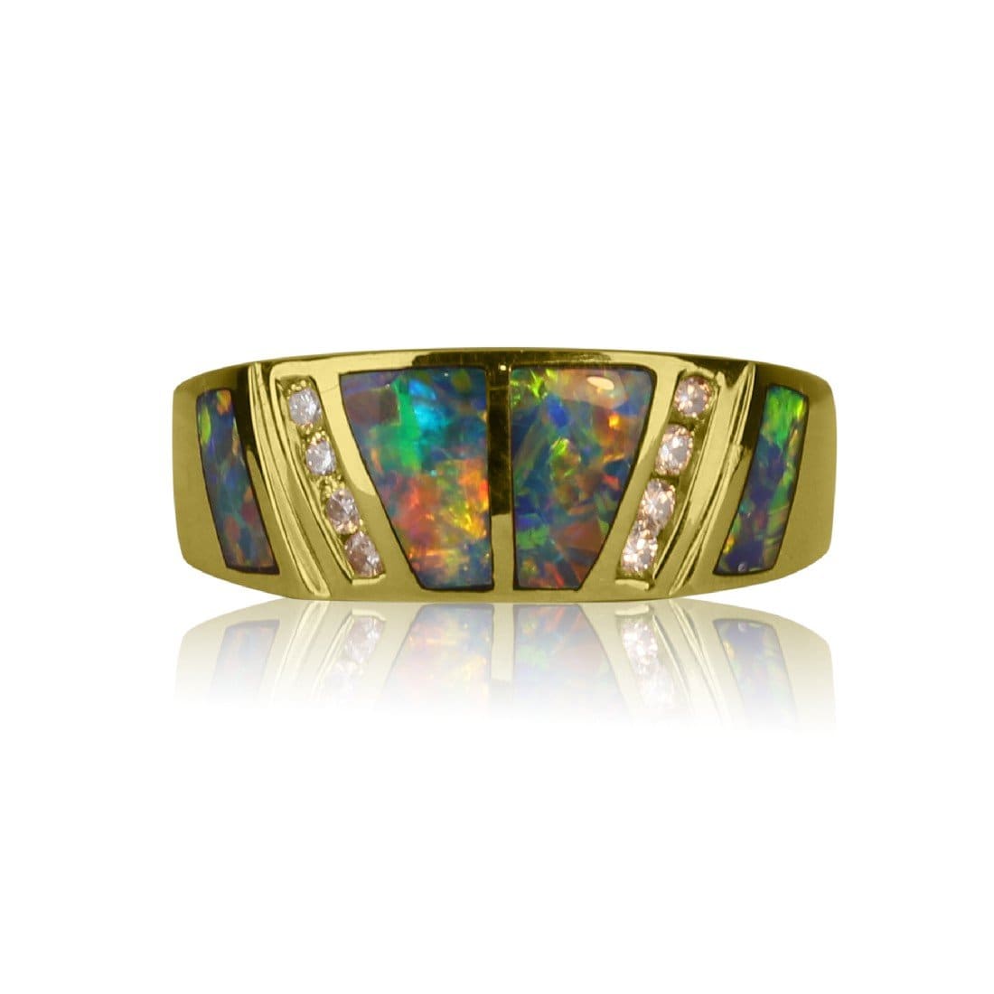 14kt Yellow Gold Opal inlay ring - Masterpiece Jewellery Opal & Gems Sydney Australia | Online Shop