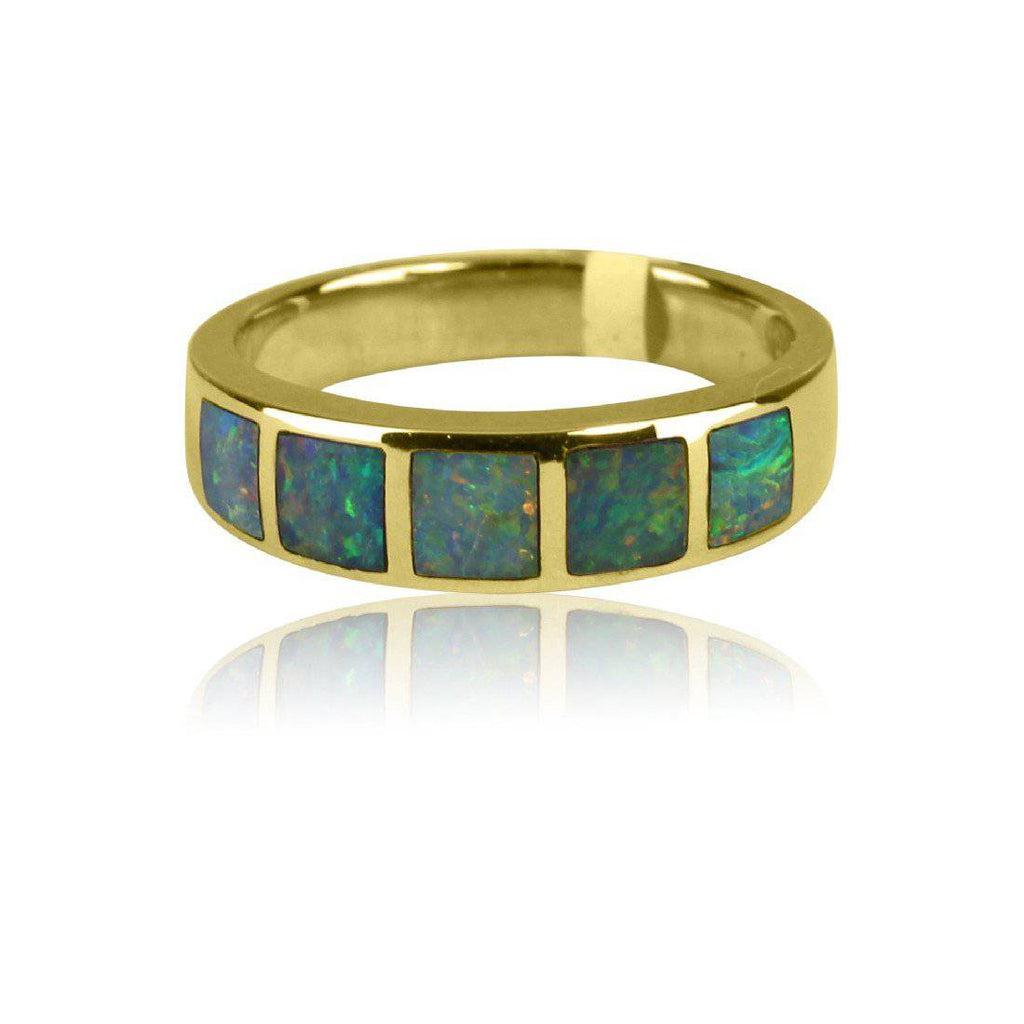 14kt Yellow Gold Opal inlay ring - Masterpiece Jewellery Opal & Gems Sydney Australia | Online Shop