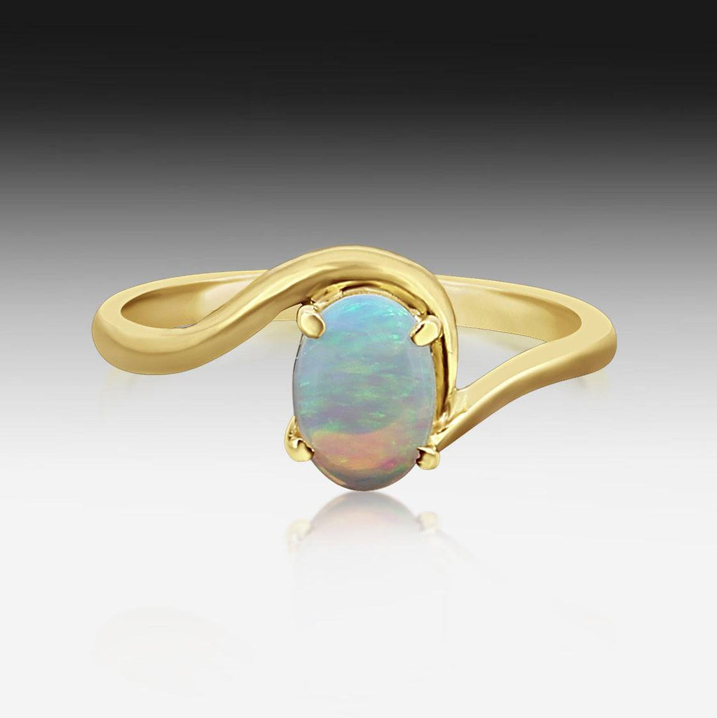 14kt Yellow Gold White Opal ring - Masterpiece Jewellery Opal & Gems Sydney Australia | Online Shop