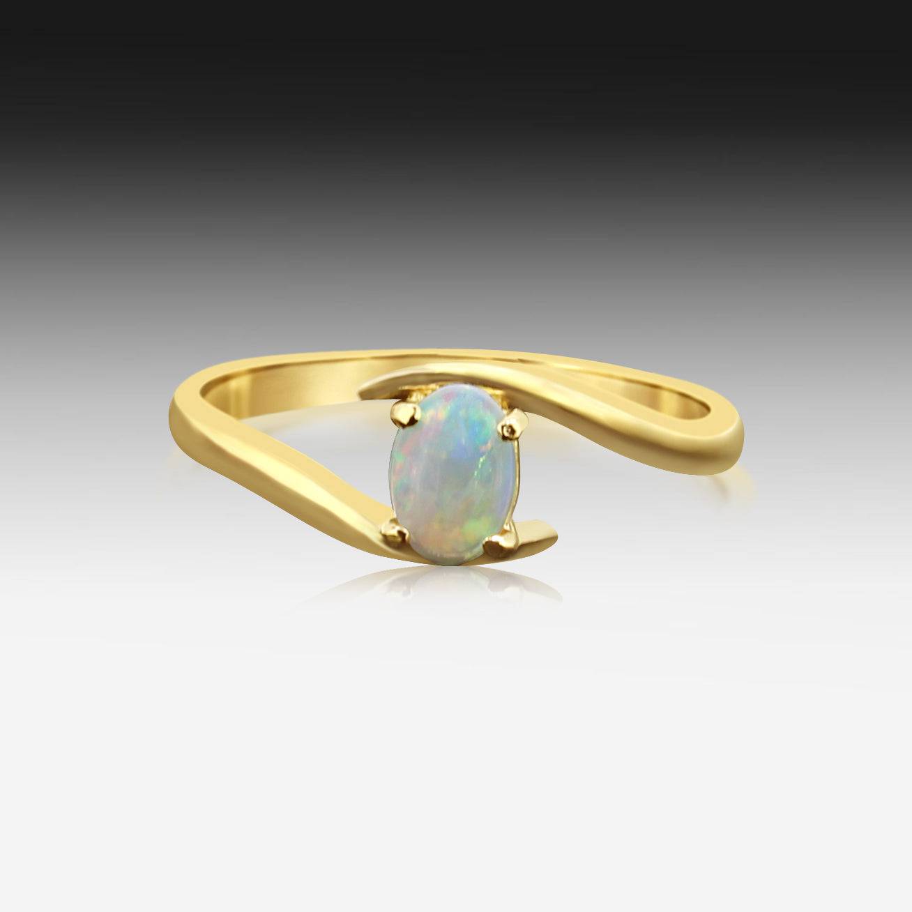 14kt Yellow Gold White Opal ring - Masterpiece Jewellery Opal & Gems Sydney Australia | Online Shop