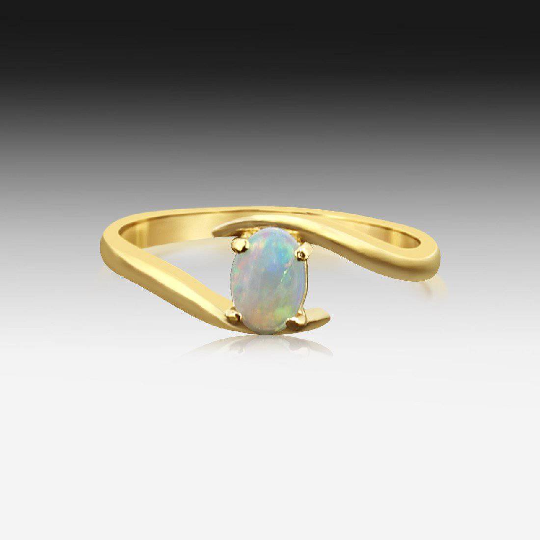 14kt Yellow Gold White Opal ring - Masterpiece Jewellery Opal & Gems Sydney Australia | Online Shop