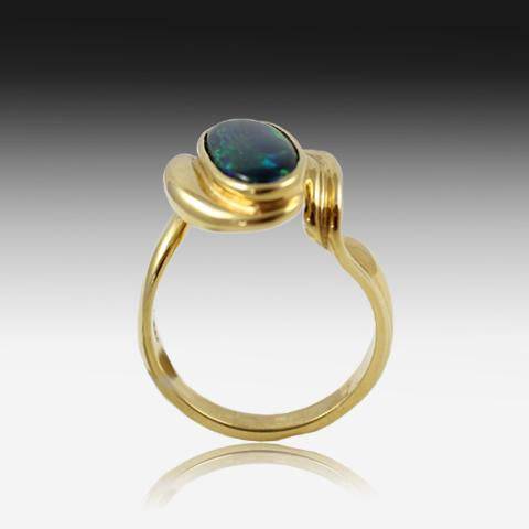 18kt Gold Black Opal ring - Masterpiece Jewellery Opal & Gems Sydney Australia | Online Shop