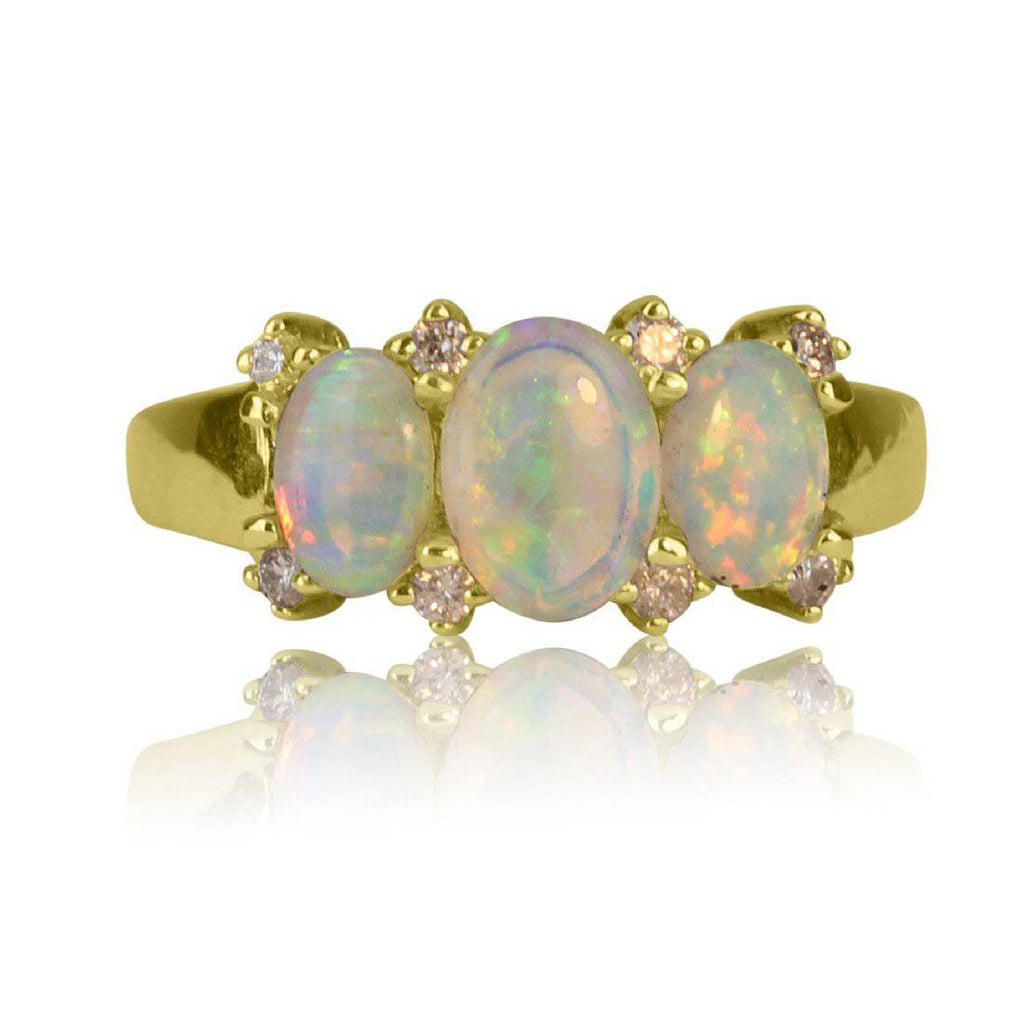 18kt Gold Opal and Diamond ring - Masterpiece Jewellery Opal & Gems Sydney Australia | Online Shop
