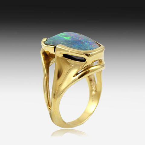 18kt Gold Ring Boulder Opal - Masterpiece Jewellery Opal & Gems Sydney Australia | Online Shop
