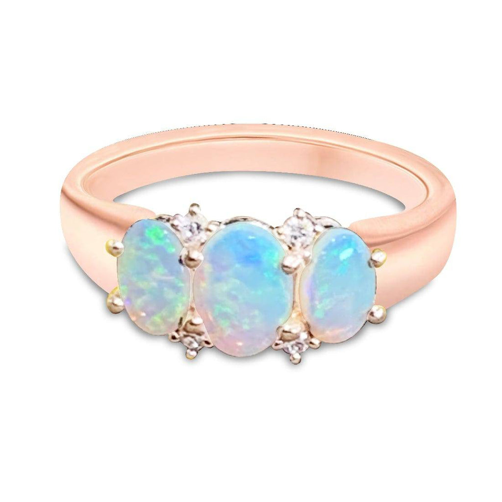 18kt Rose Gold Opal and Diamond ring - Masterpiece Jewellery Opal & Gems Sydney Australia | Online Shop
