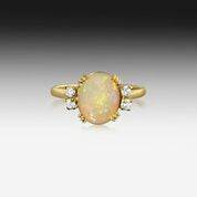 18kt Rose Gold White Opal diamond ring - Masterpiece Jewellery Opal & Gems Sydney Australia | Online Shop