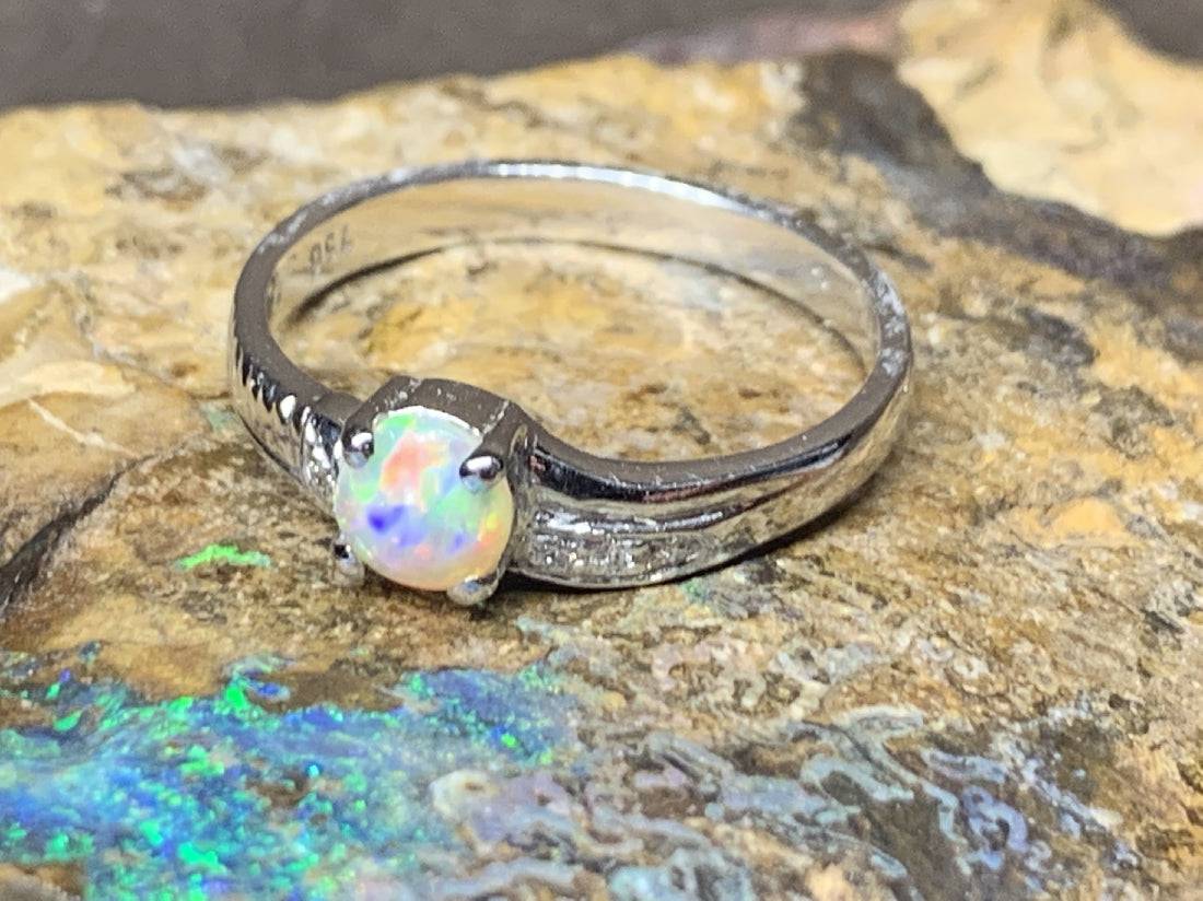 18kt White Gold Black Crystal Opal and Diamond ring - Masterpiece Jewellery Opal & Gems Sydney Australia | Online Shop