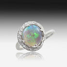 18KT WHITE GOLD BLACK OPAL DIAMOND RING - Masterpiece Jewellery Opal & Gems Sydney Australia | Online Shop
