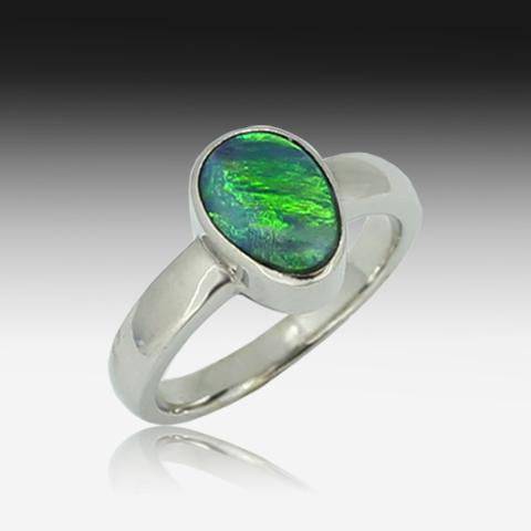 18kt White Gold Black Opal ring - Masterpiece Jewellery Opal & Gems Sydney Australia | Online Shop