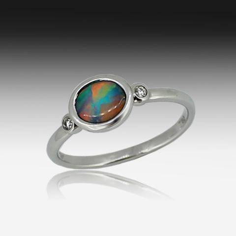 18kt White Gold Black Opal ring - Masterpiece Jewellery Opal & Gems Sydney Australia | Online Shop