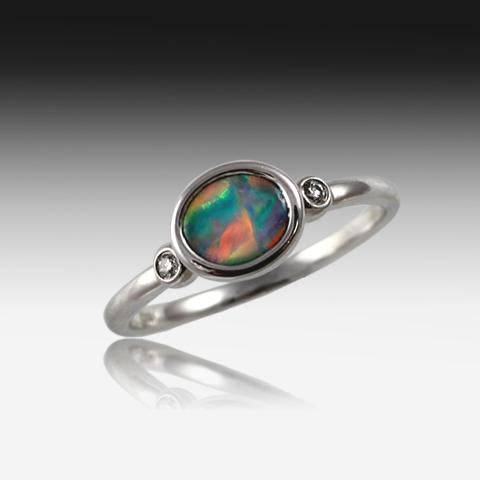 18kt White Gold Black Opal ring - Masterpiece Jewellery Opal & Gems Sydney Australia | Online Shop