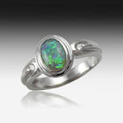 18KT WHITE GOLD BLACK OPAL RING - Masterpiece Jewellery Opal & Gems Sydney Australia | Online Shop