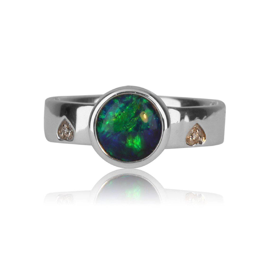 18kt White Gold Black Opal ring - Masterpiece Jewellery Opal & Gems Sydney Australia | Online Shop