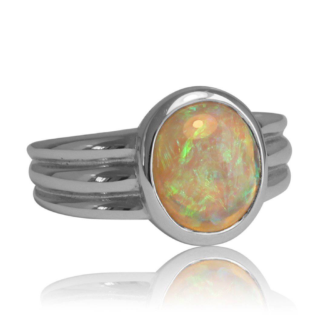 18kt White Gold Black Opal ring - Masterpiece Jewellery Opal & Gems Sydney Australia | Online Shop