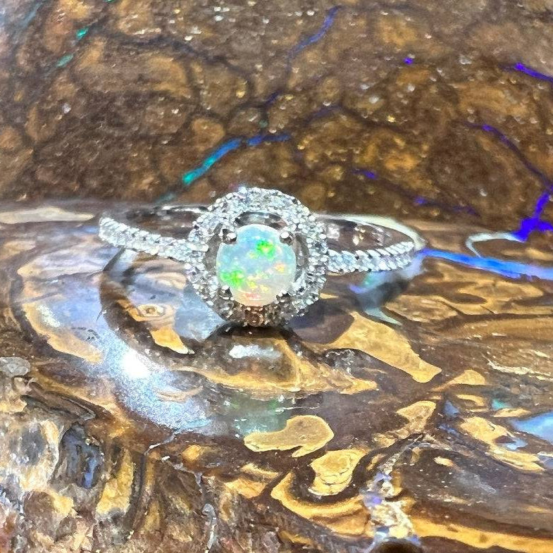 18kt White Gold Diamond and Opal ring - Masterpiece Jewellery Opal & Gems Sydney Australia | Online Shop