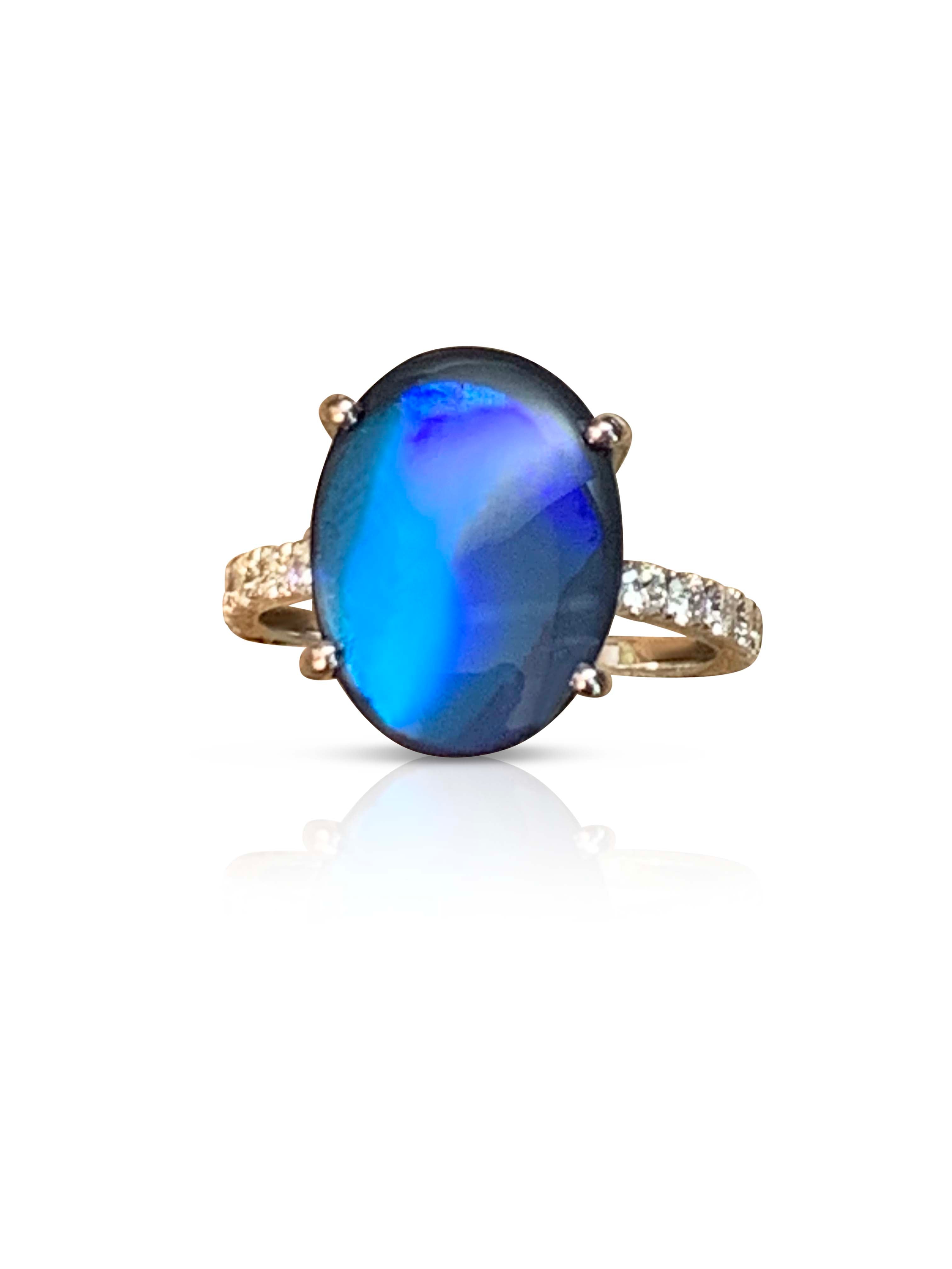 18kt White Gold Opal and Diamond ring - Masterpiece Jewellery Opal & Gems Sydney Australia | Online Shop