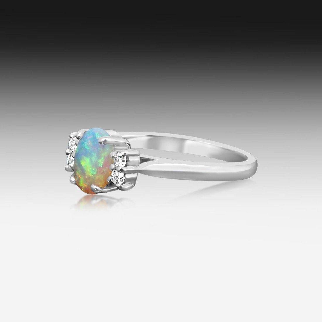 18kt White Gold Opal and Diamond ring - Masterpiece Jewellery Opal & Gems Sydney Australia | Online Shop