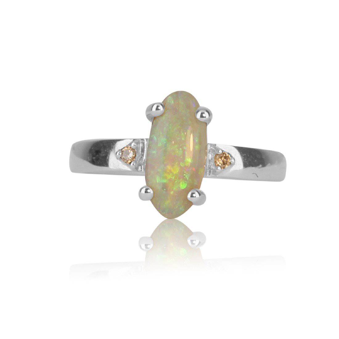 18kt White Gold Opal and Diamond Ring - Masterpiece Jewellery Opal & Gems Sydney Australia | Online Shop