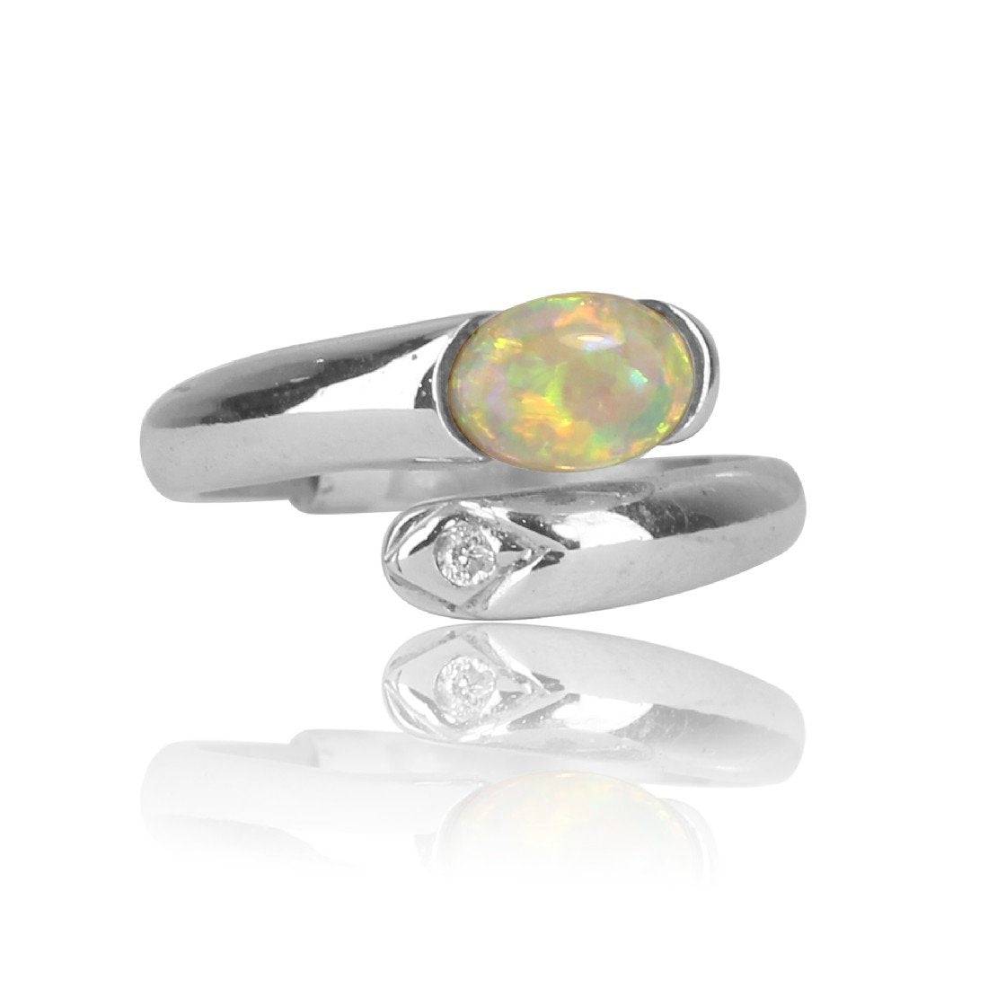 18kt White Gold Opal and diamond ring - Masterpiece Jewellery Opal & Gems Sydney Australia | Online Shop