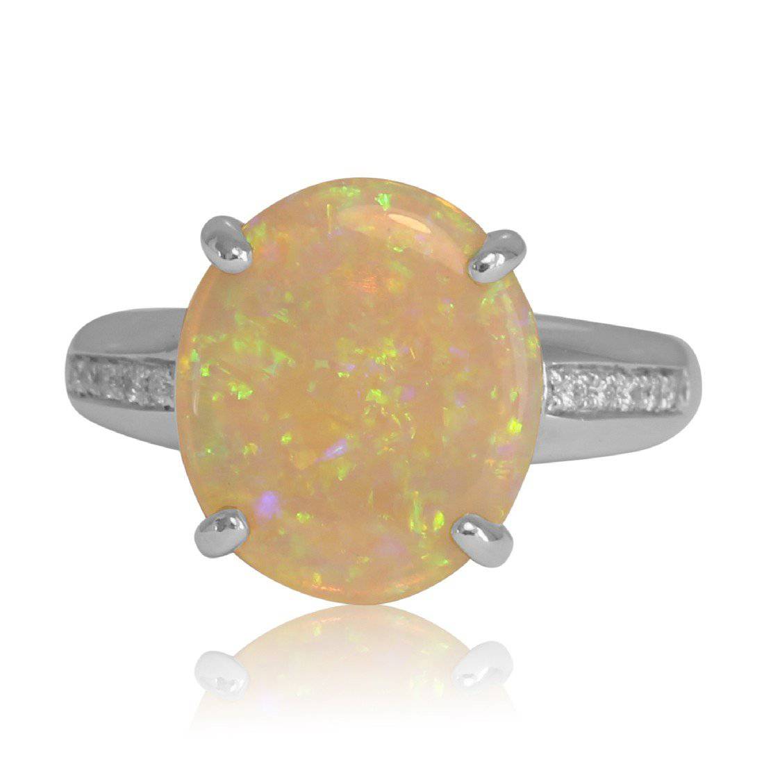 18kt White Gold Opal and Diamond ring - Masterpiece Jewellery Opal & Gems Sydney Australia | Online Shop