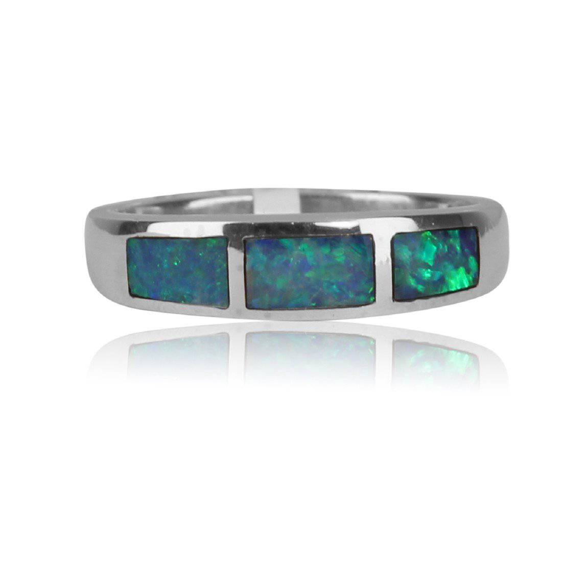 18kt White Gold Opal inlay ring - Masterpiece Jewellery Opal & Gems Sydney Australia | Online Shop