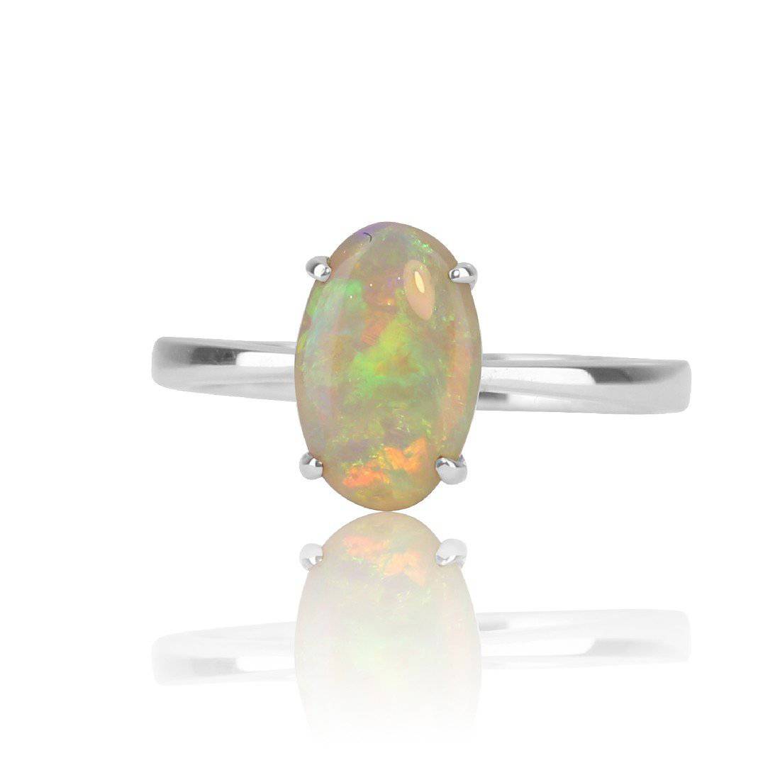 18kt White Gold Opal solitaire ring - Masterpiece Jewellery Opal & Gems Sydney Australia | Online Shop