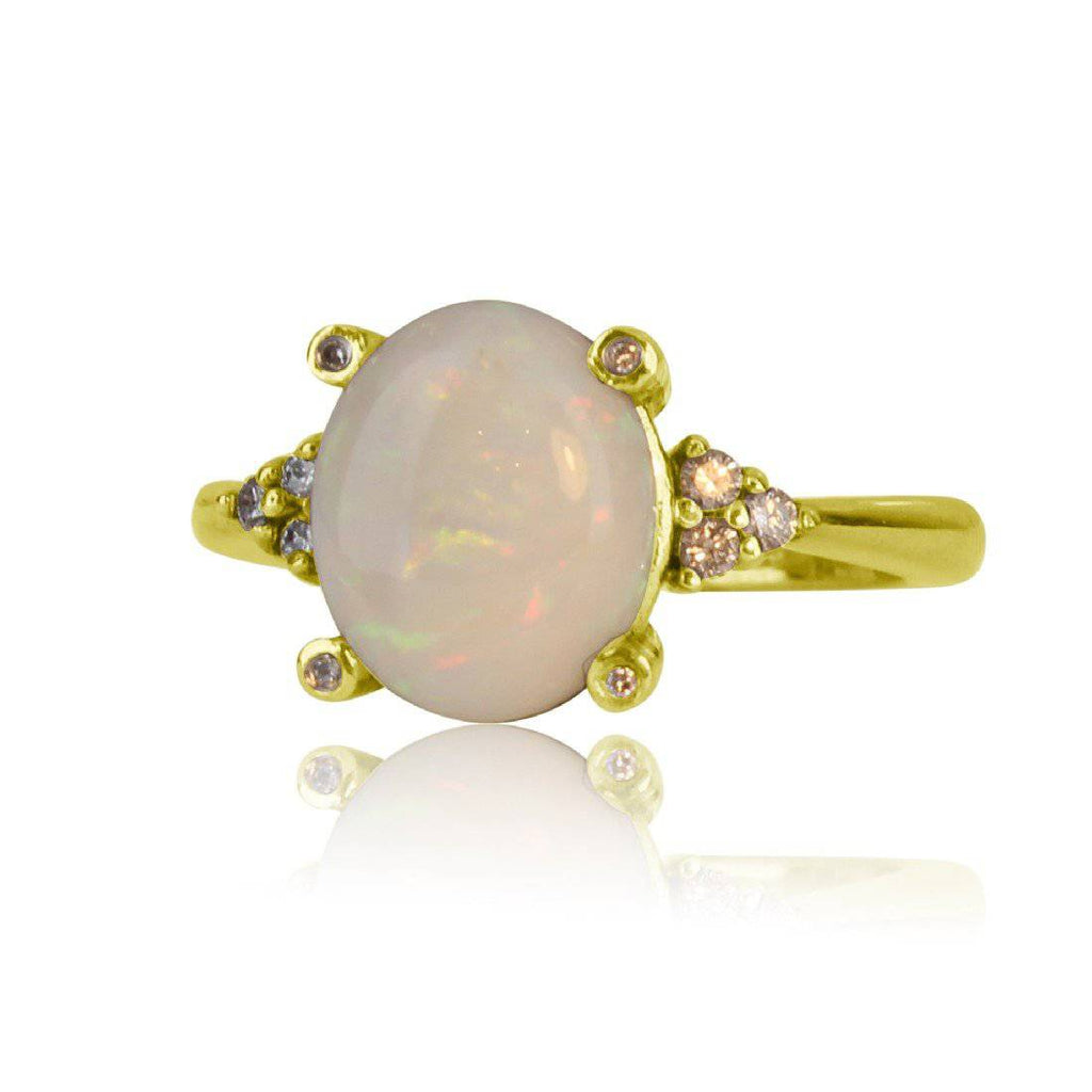 18kt Yellow Gold and White Opal ring - Masterpiece Jewellery Opal & Gems Sydney Australia | Online Shop