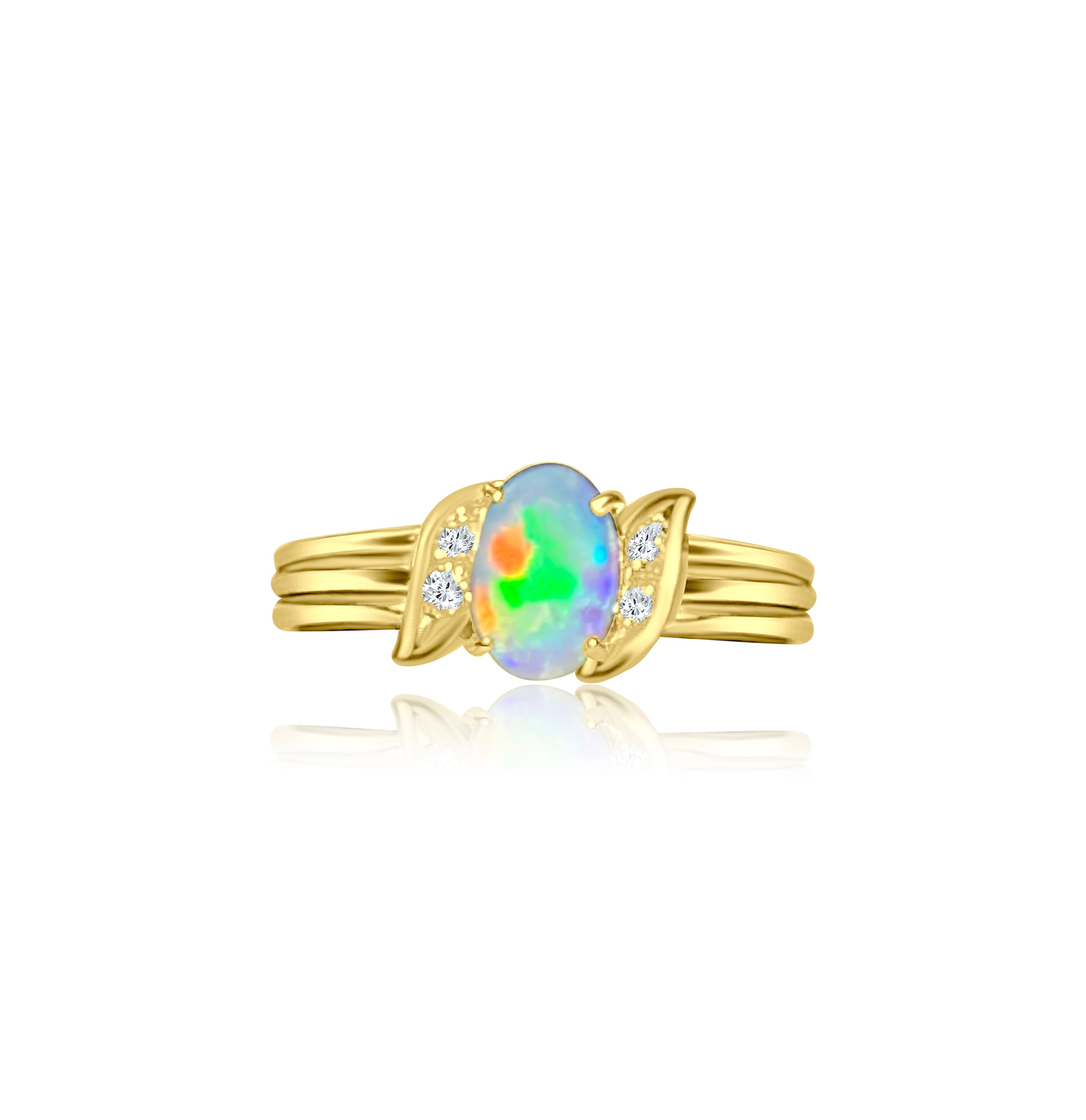 18kt Yellow Gold Black Opal and Diamond ring - Masterpiece Jewellery Opal & Gems Sydney Australia | Online Shop