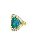 18kt Yellow gold Black Opal and Diamond ring - Masterpiece Jewellery Opal & Gems Sydney Australia | Online Shop