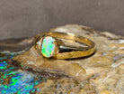 18kt Yellow Gold Black Opal crystal and diamond ring - Masterpiece Jewellery Opal & Gems Sydney Australia | Online Shop