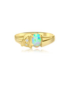 18kt Yellow Gold Black Opal crystal and diamond ring - Masterpiece Jewellery Opal & Gems Sydney Australia | Online Shop