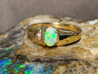 18kt Yellow Gold Black Opal crystal and diamond ring - Masterpiece Jewellery Opal & Gems Sydney Australia | Online Shop