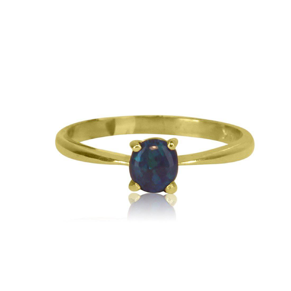 18kt Yellow Gold Black Opal ring - Masterpiece Jewellery Opal & Gems Sydney Australia | Online Shop