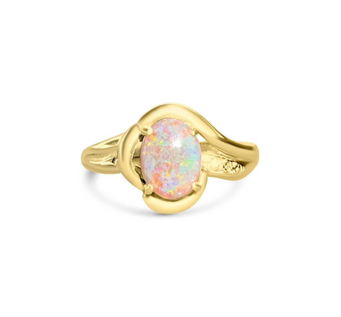 18kt Yellow Gold Black Opal ring - Masterpiece Jewellery Opal & Gems Sydney Australia | Online Shop