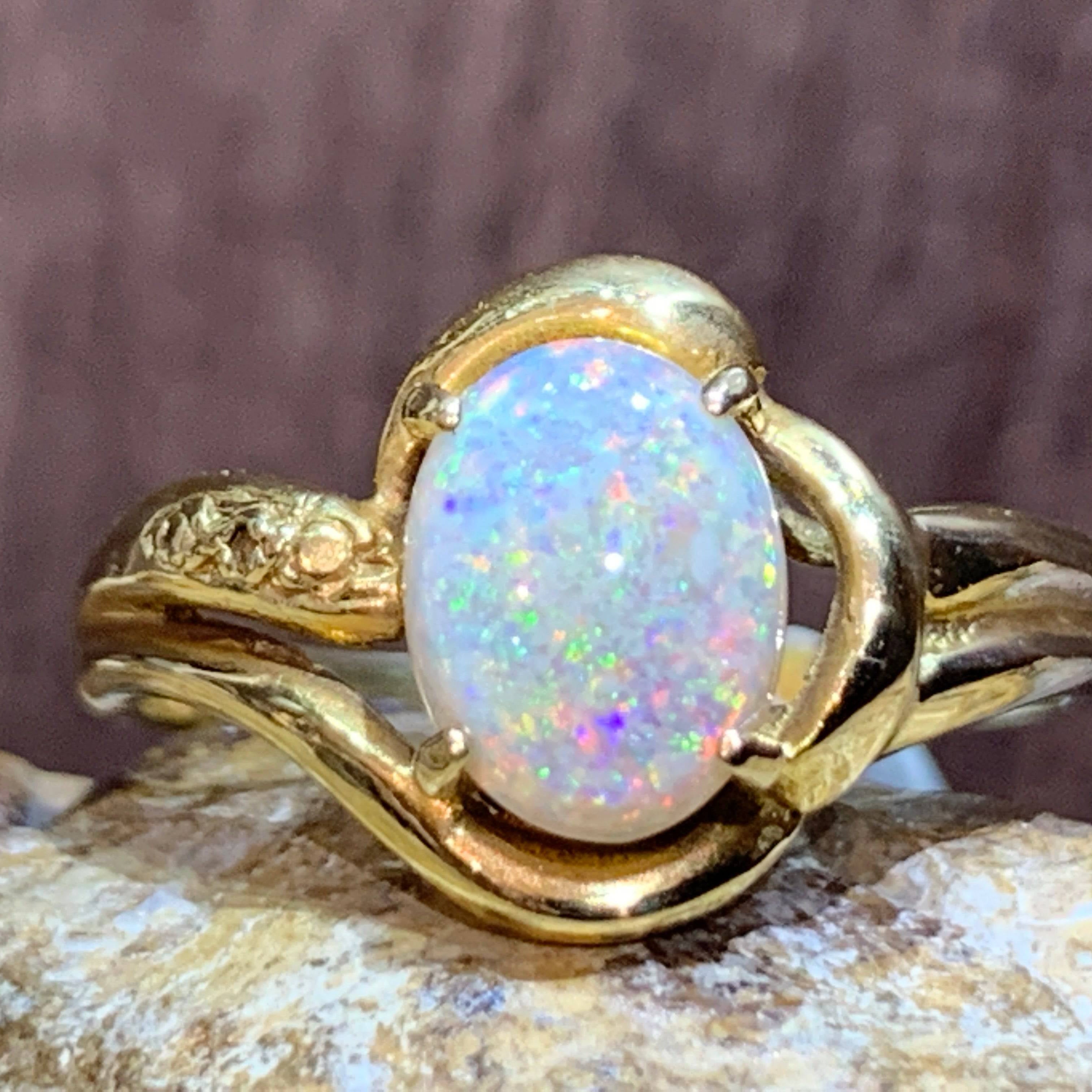18kt Yellow Gold Black Opal ring - Masterpiece Jewellery Opal & Gems Sydney Australia | Online Shop