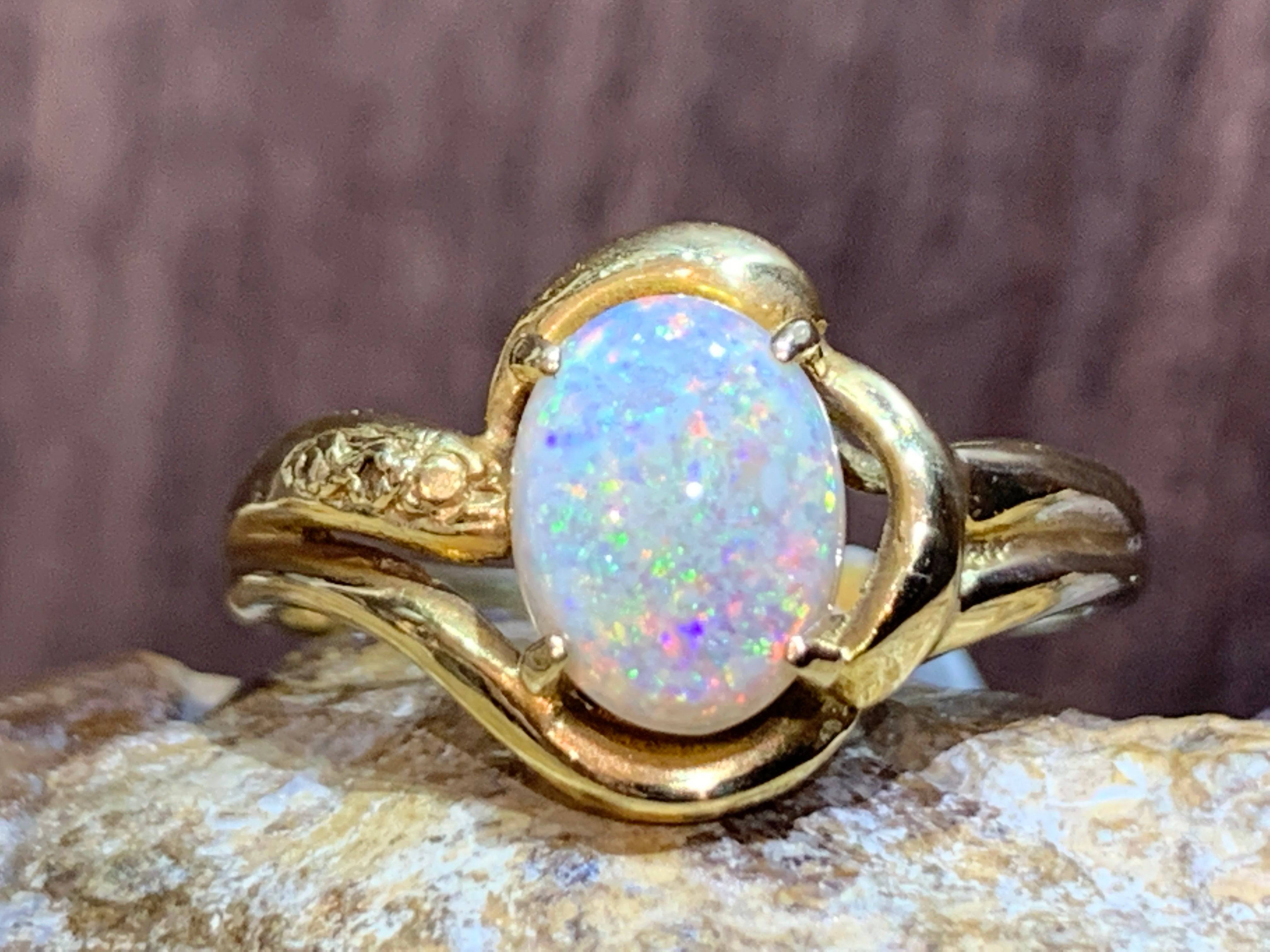 18kt Yellow Gold Black Opal ring - Masterpiece Jewellery Opal & Gems Sydney Australia | Online Shop