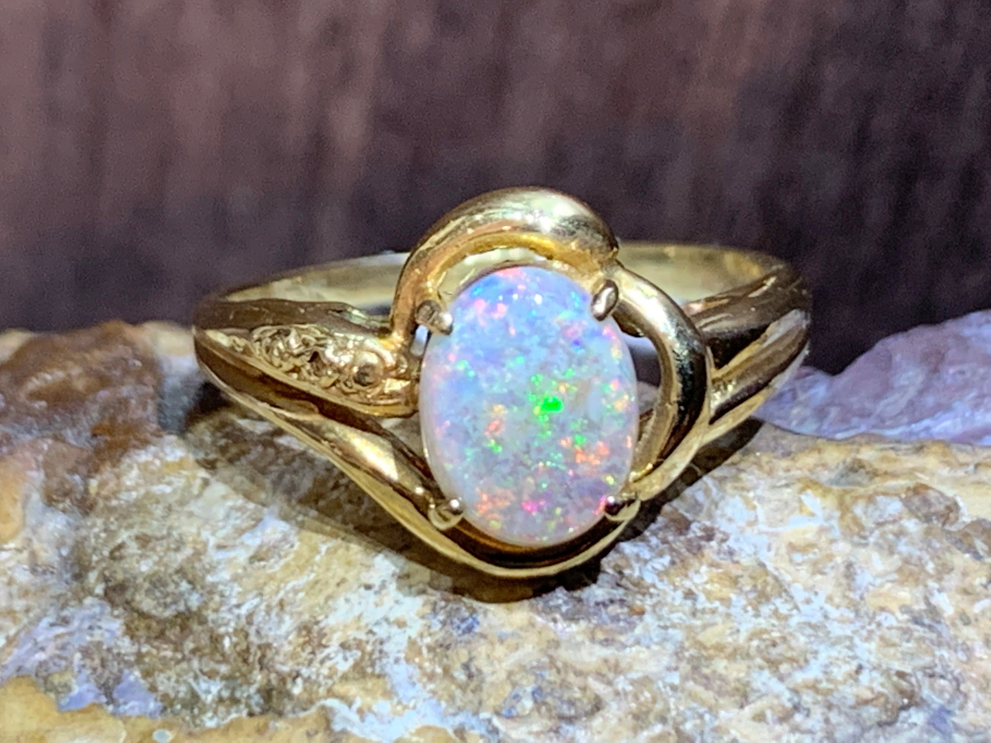 18kt Yellow Gold Black Opal ring - Masterpiece Jewellery Opal & Gems Sydney Australia | Online Shop