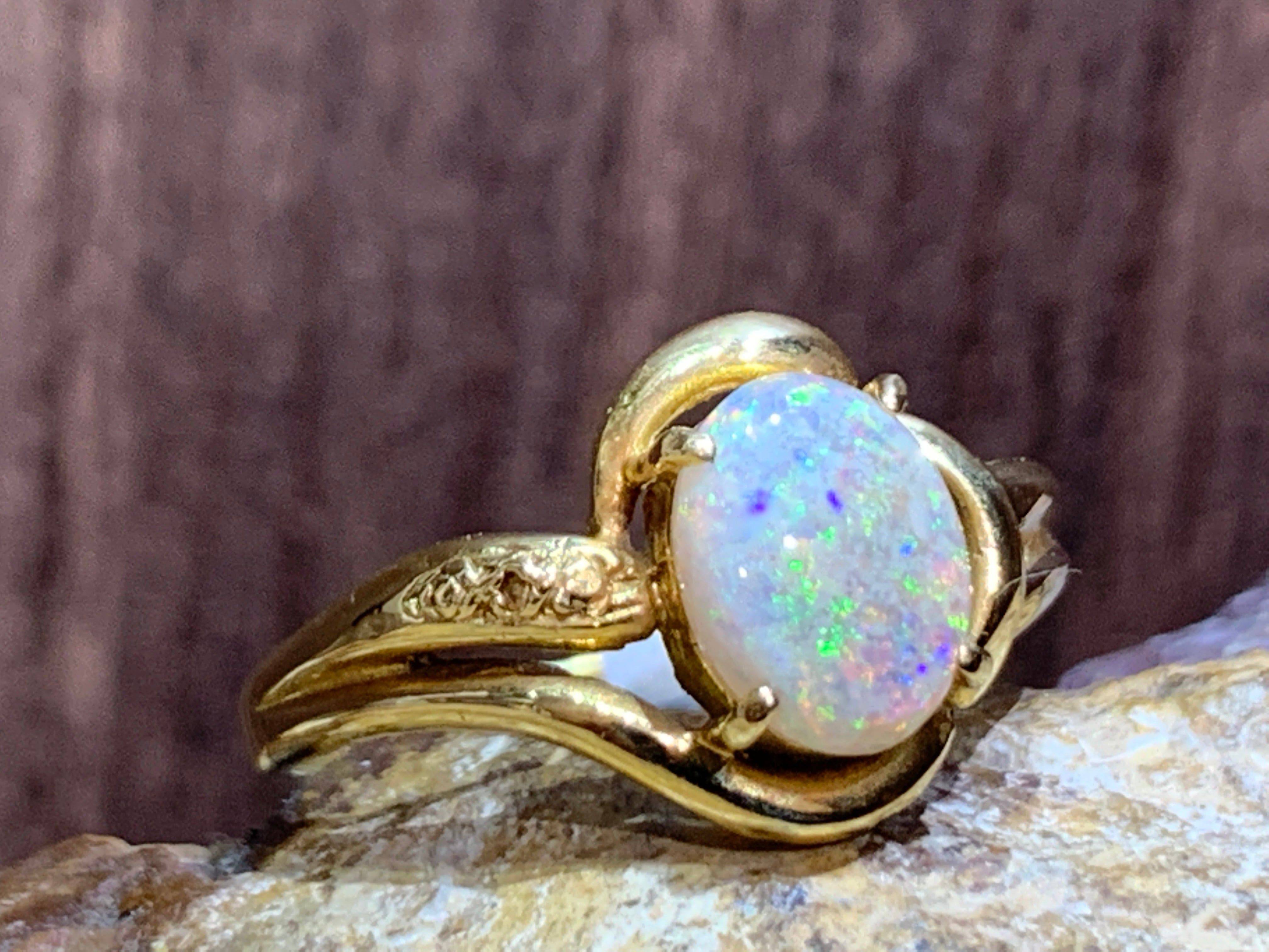 18kt Yellow Gold Black Opal ring - Masterpiece Jewellery Opal & Gems Sydney Australia | Online Shop