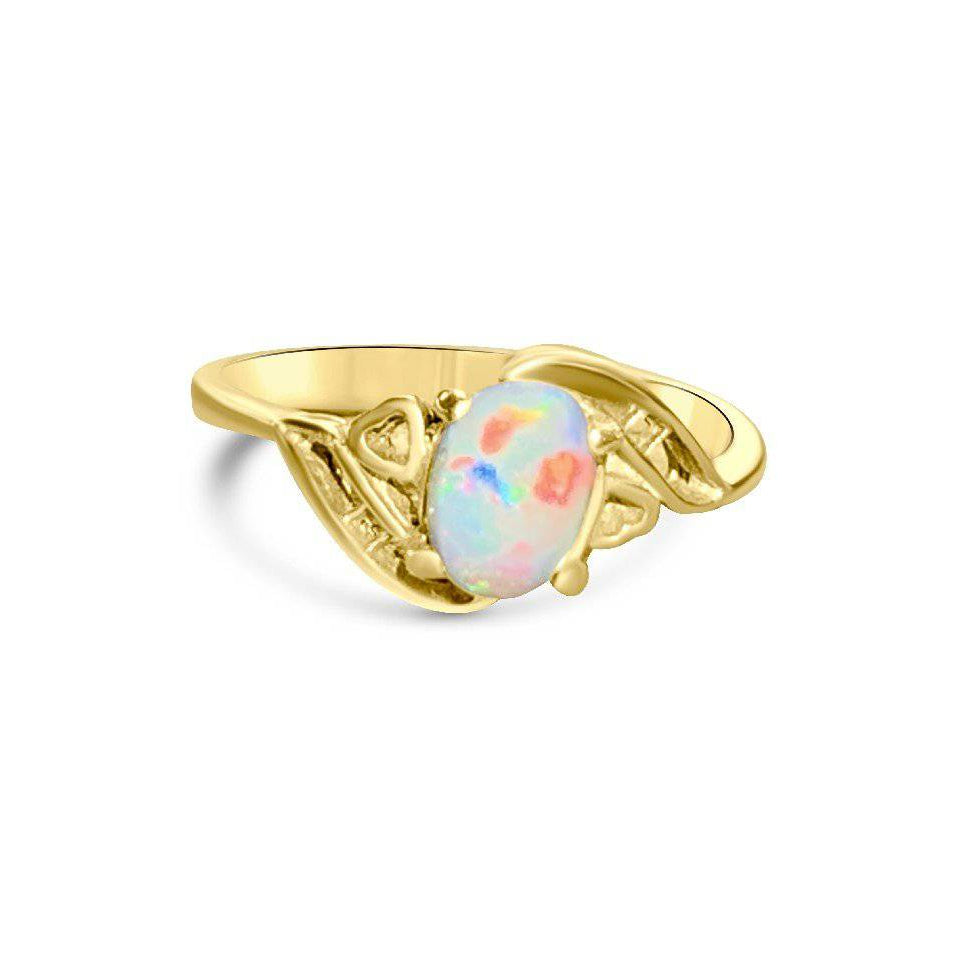 18kt Yellow Gold Black Opal solitaire ring - Masterpiece Jewellery Opal & Gems Sydney Australia | Online Shop